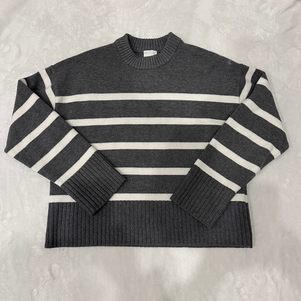 H&M LADIES STRIPED KNIT CREW NECK SWEATER MEDIUM
